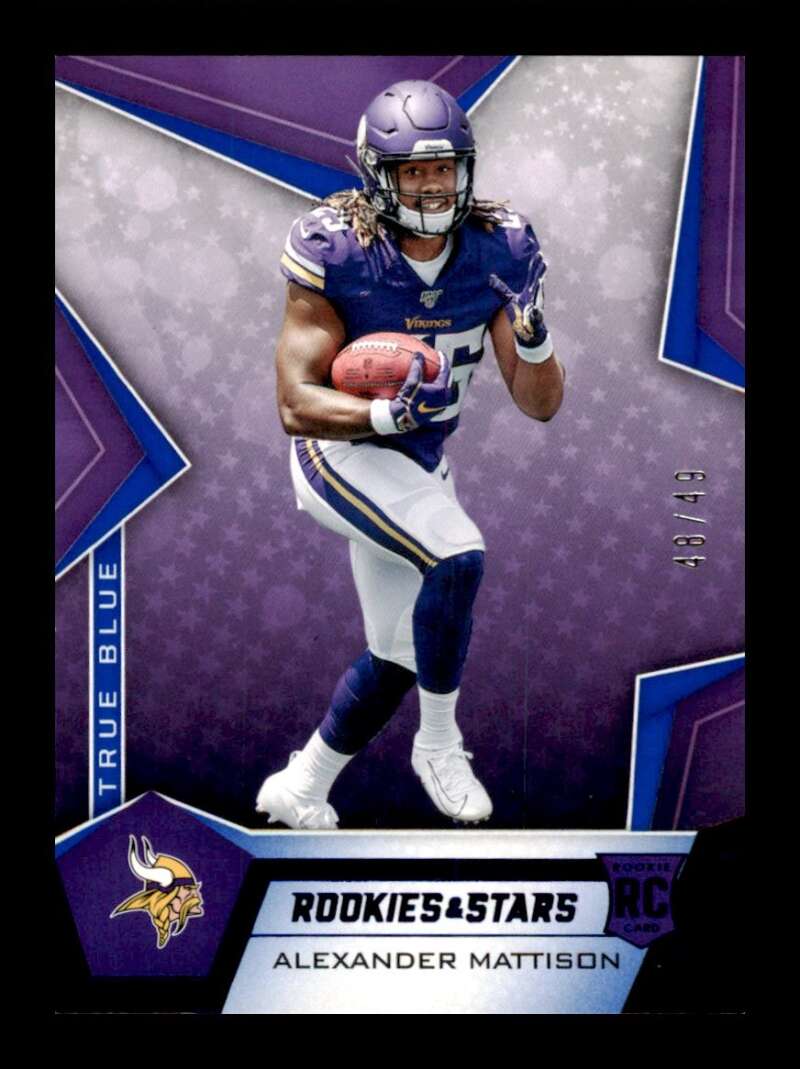 Load image into Gallery viewer, 2019 Panini Rookies &amp; Stars True Blue Alexander Mattison #139 Rookie RC /49 Minnesota Vikings  Image 1
