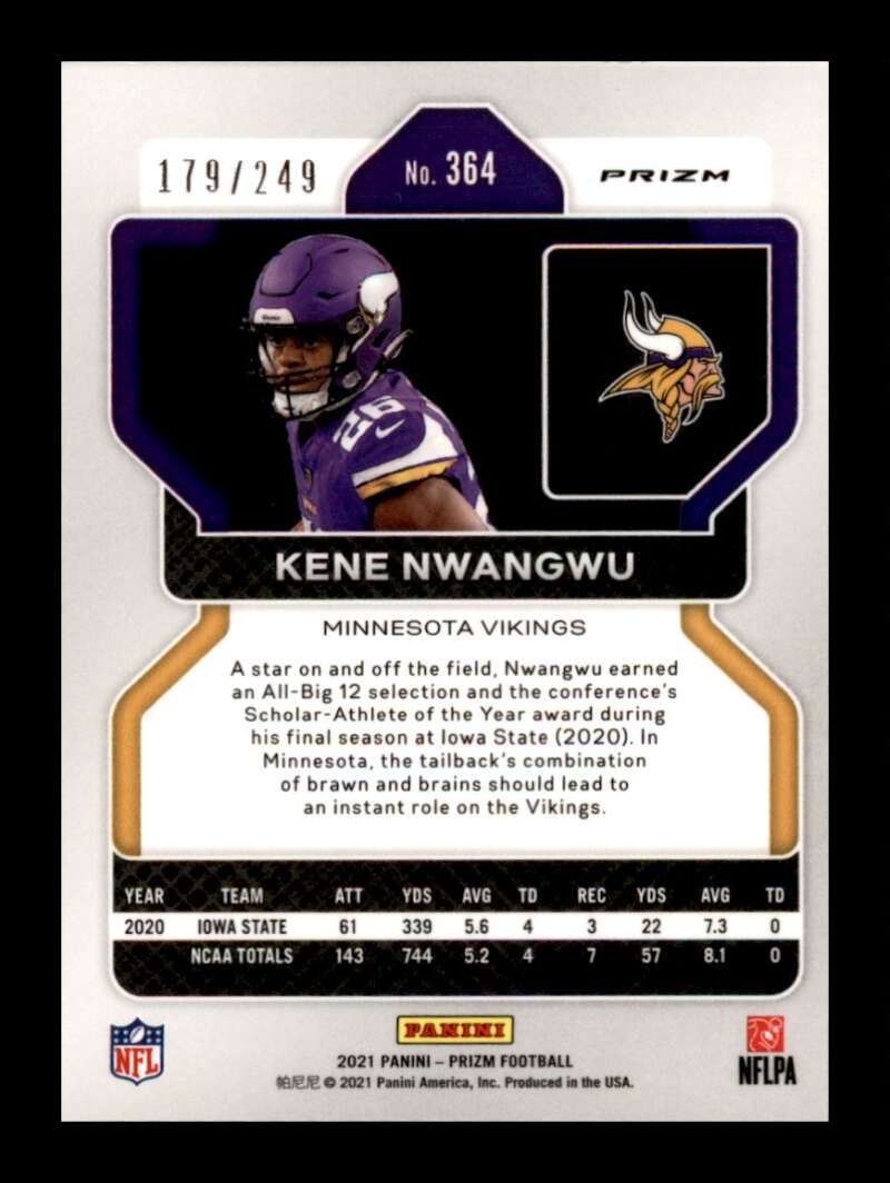 Load image into Gallery viewer, 2021 Panini Prizm Orange Prizm Kene Nwangwu #364 Rookie RC /249 Minnesota Vikings  Image 2
