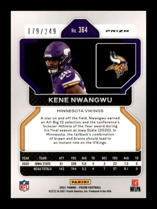 2021 Panini Prizm Orange Prizm Kene Nwangwu