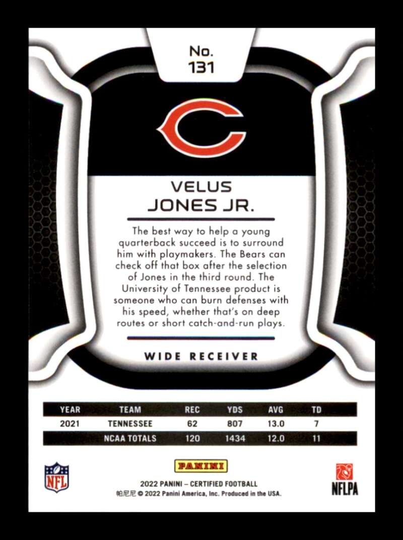 Load image into Gallery viewer, 2022 Panini Certified Mirror Pink Velus Jones Jr #131 Rookie RC /199 Chicago Bears  Image 2
