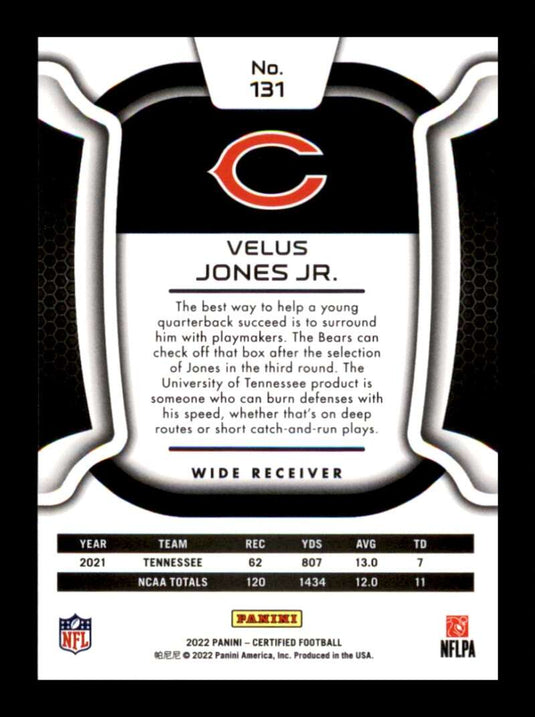 2022 Panini Certified Mirror Pink Velus Jones Jr