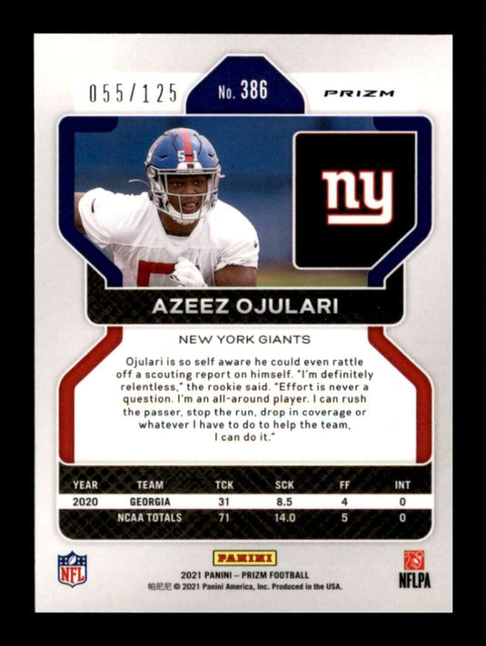 2021 Panini Prizm Purple Prizm Azeez Ojulari