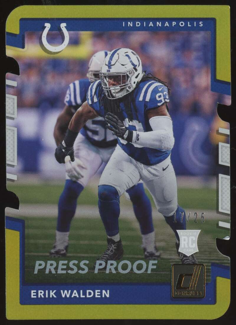 Load image into Gallery viewer, 2017 Donruss Press Proof Gold Die Cut Erik Walden #207 Rookie RC /25 Indianapolis Colts  Image 1
