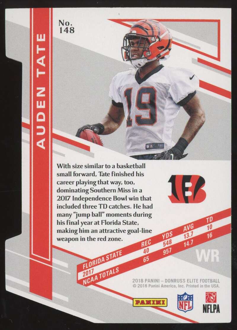 Load image into Gallery viewer, 2018 Donruss Elite Aspirations Die Cut Auden Tate #148 Rookie RC /24 Cincinnati Bengals  Image 2
