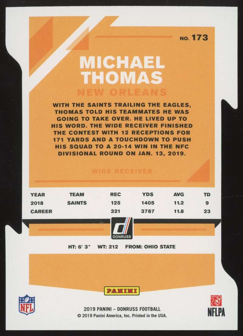 Load image into Gallery viewer, 2019 Donruss Press Proof Silver Die Cut Michael Thomas #173 SP /75 New Orleans Saints  Image 2
