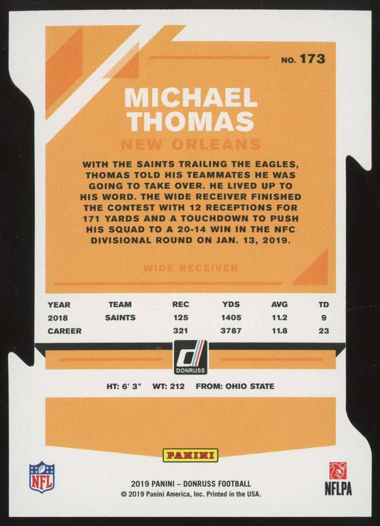 2019 Donruss Press Proof Silver Die Cut Michael Thomas