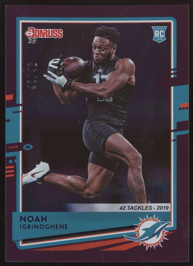 Load image into Gallery viewer, 2020 Donruss Season Stat Line Noah Igbinoghene #261 Rookie RC /42 Miami Dolphins  Image 1
