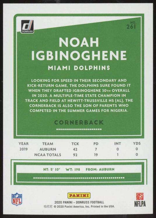 2020 Donruss Season Stat Line Noah Igbinoghene 