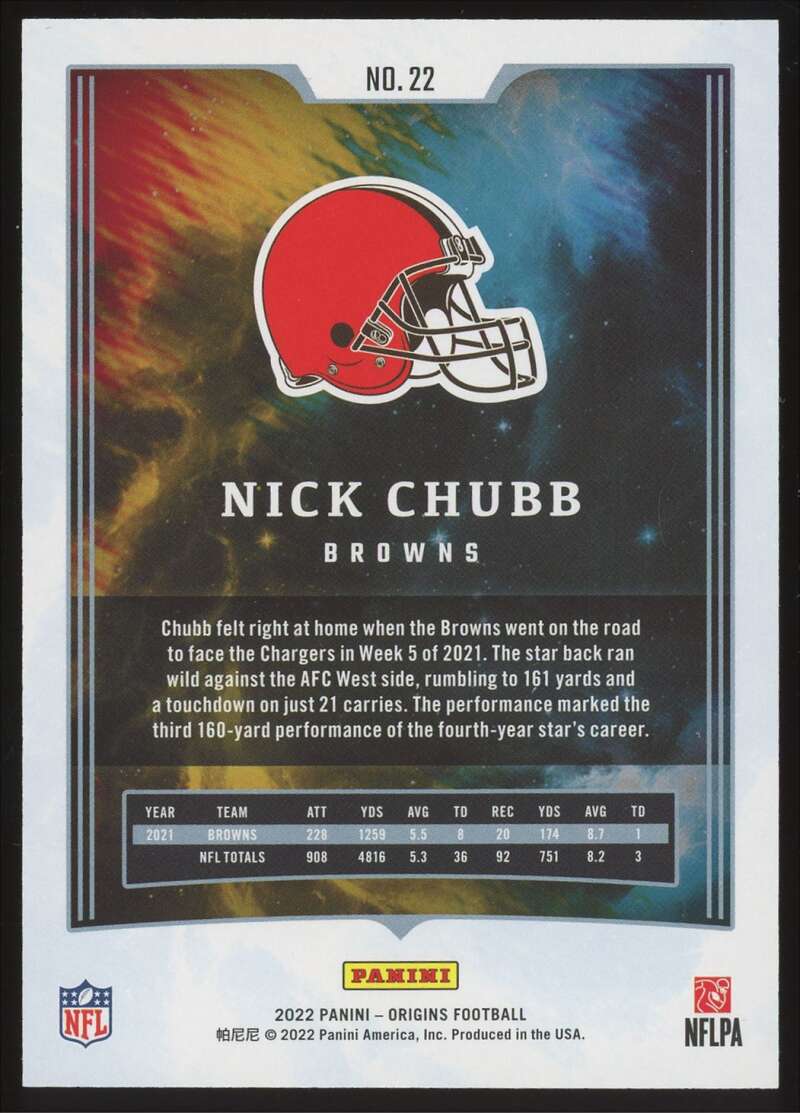 Load image into Gallery viewer, 2022 Panini Origins Orange Nick Chubb #22 SP /199 Cleveland Browns  Image 2
