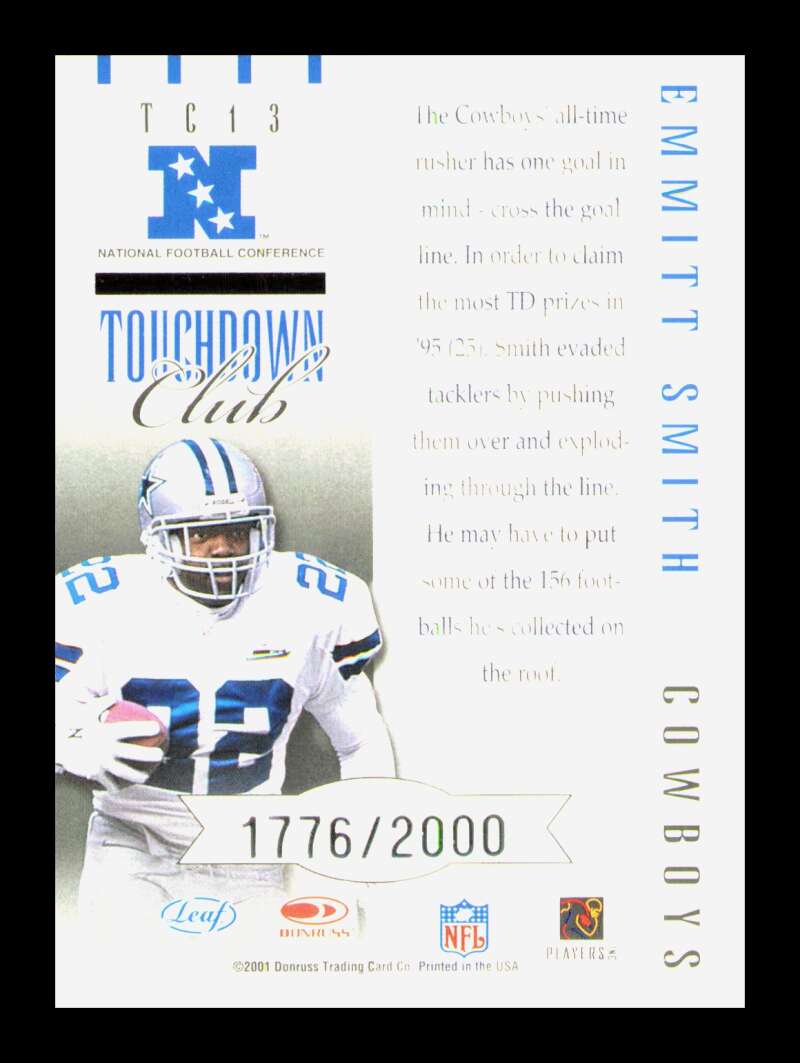 Load image into Gallery viewer, 2001 Quantum Leaf Touchdown Club Emmitt Smith #TC13 SP /2000 Dallas Cowboys  Image 2
