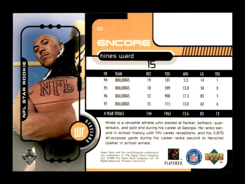 Load image into Gallery viewer, 1998 Upper Deck Encore Hines Ward #22 Rookie RC Pittsburgh Steelers  Image 2
