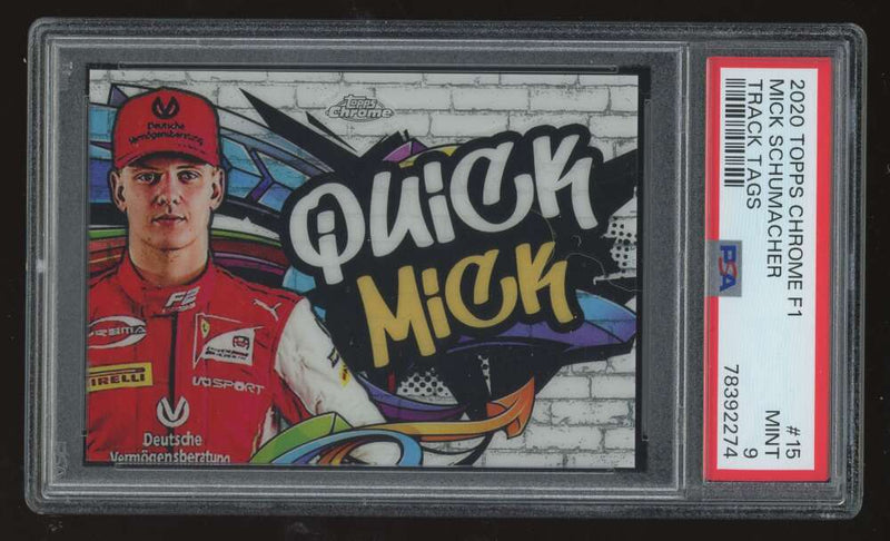 Load image into Gallery viewer, 2020 Topps Chrome F1 Track Tags Mick Schumacher #15 PSA 9  Image 1
