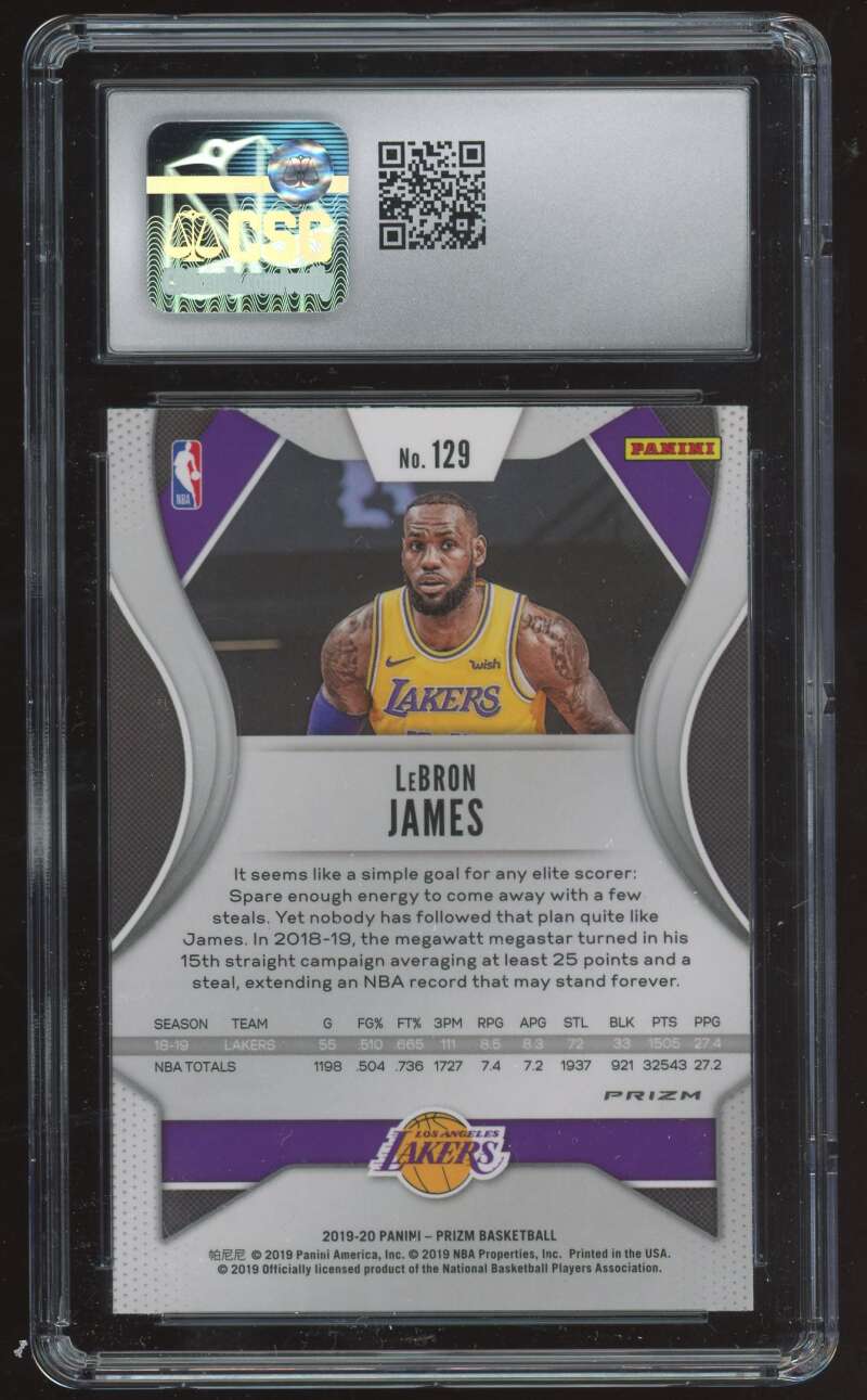 Load image into Gallery viewer, 2019-20 Panini Prizm Red White Blue Prizm LeBron James #129 CSG 10 Los Angeles Lakers  Image 2
