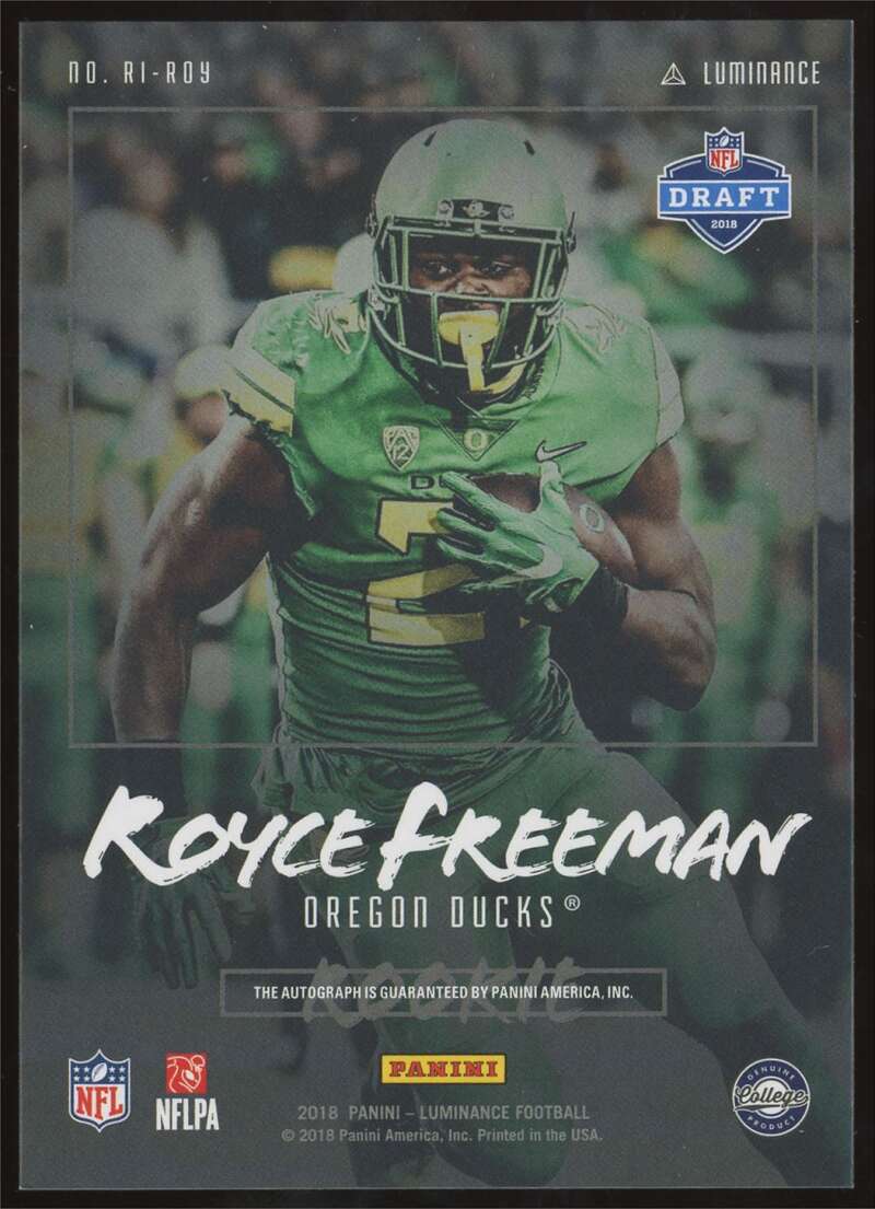 Load image into Gallery viewer, 2018 Panini Luminance Ink Platinum Blue Royce Freeman #RI-ROY Rookie RC Auto /25 Oregon Ducks  Image 2
