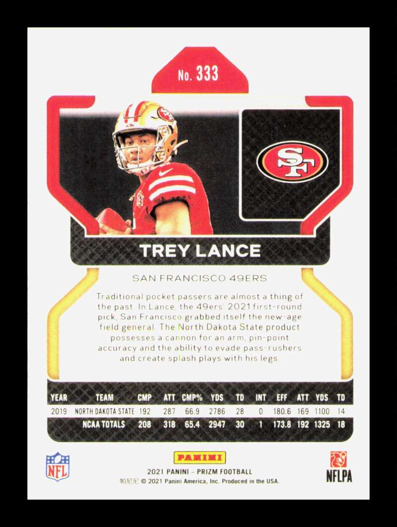 Load image into Gallery viewer, 2021 Panini Prizm Trey Lance #333 Rookie RC San Francisco 49ers  Image 2
