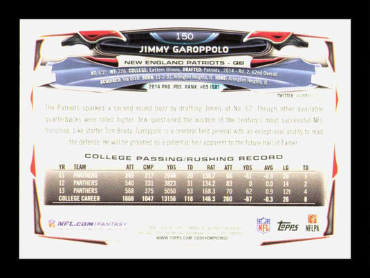 2014 Topps Chrome Jimmy Garoppolo