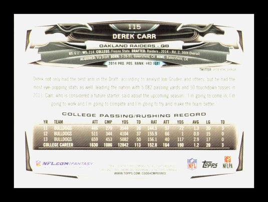 2014 Topps Chrome Derek Carr