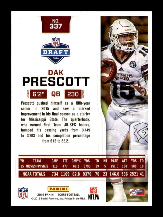 2016 Panini Score Dak Prescott