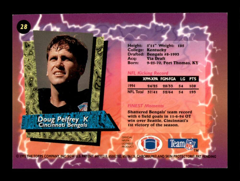 Load image into Gallery viewer, 1995 Topps Finest Refractor Doug Pelfrey #28 Cincinnati Bengals  Image 2
