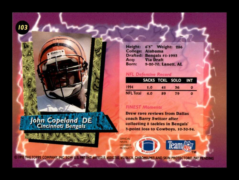 Load image into Gallery viewer, 1995 Topps Finest Refractor John Copeland #103 Cincinnati Bengals  Image 2
