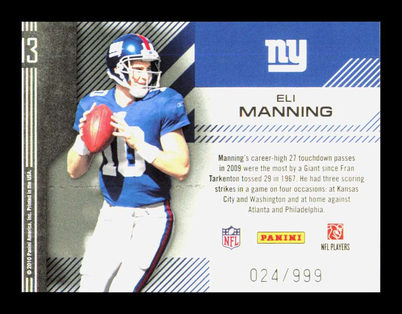 Load image into Gallery viewer, 2010 Donruss Elite Chain Reaction Gold Eli Manning #13 SP /999 New York Giants  Image 2
