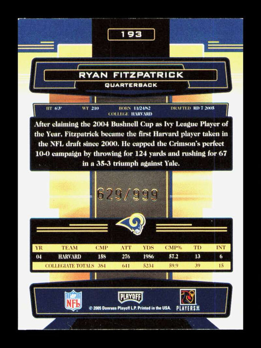 2005 Playoff Absolute Memorabilia Ryan Fitzpatrick 