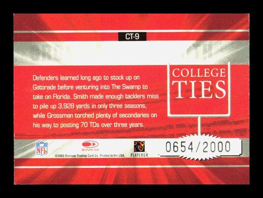 2003 Donruss Elite College Ties Emmitt Smith Rex Grossman 