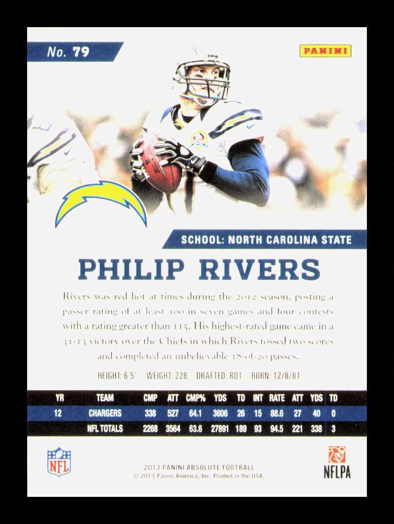 Load image into Gallery viewer, 2013 Panini Absolute Spectrum Silver Philip Rivers #79 SP /99 San Diego Chargers  Image 2
