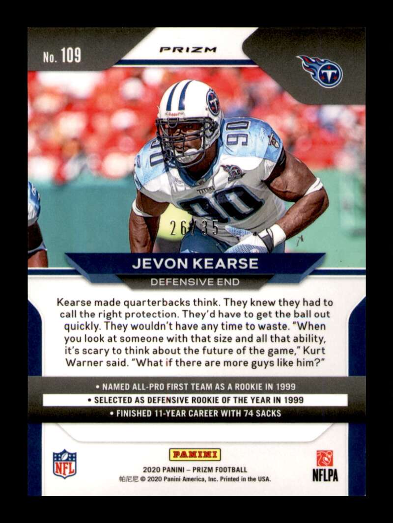 Load image into Gallery viewer, 2020 Panini Prizm Purple No Huddle Prizm Jevon Kearse #109 SP SSP /35 Tennessee Titans  Image 2
