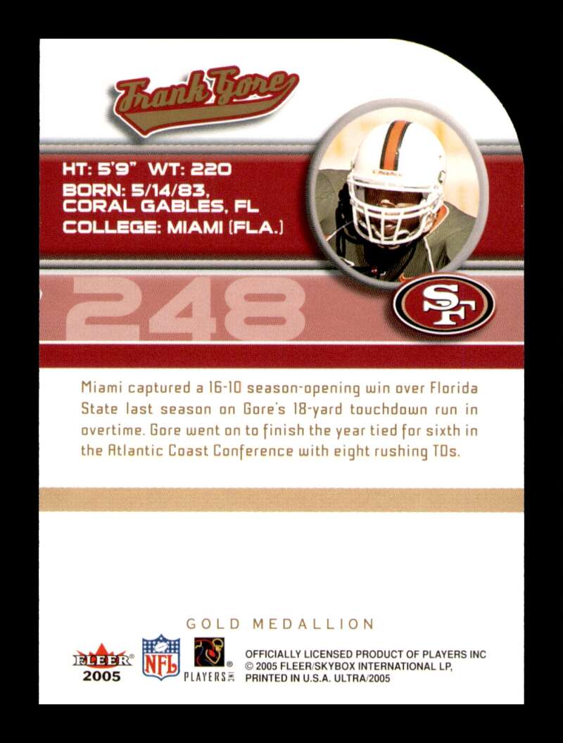 Load image into Gallery viewer, 2005 Fleer Ultra Gold Medallion Die Cut Frank Gore #248 Rookie RC San Francisco 49ers  Image 2
