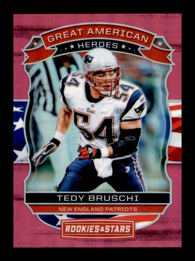 Load image into Gallery viewer, 2018 Panini Rookies Stars Great American Heroes Pink Tedy Bruschi #GAH-19 SP /85 New England Patriots  Image 1
