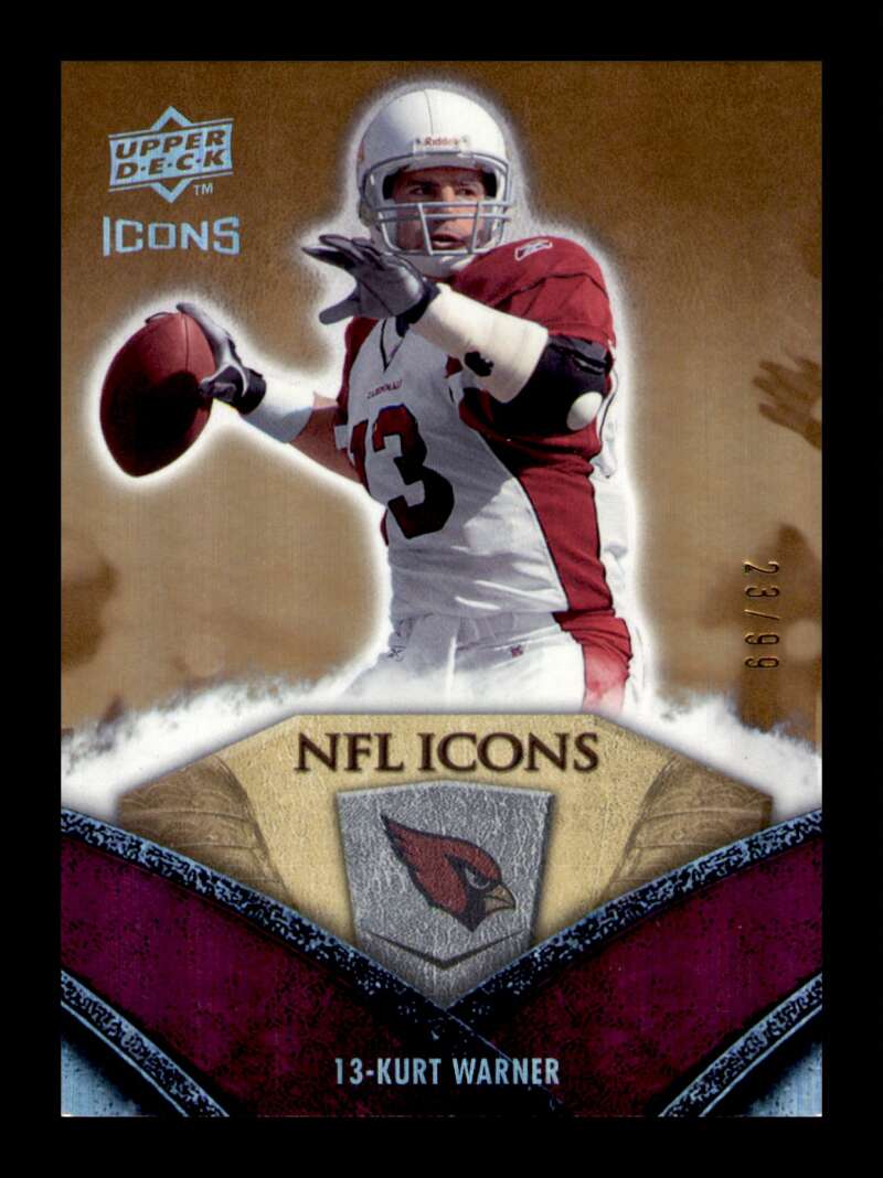 Load image into Gallery viewer, 2008 Upper Deck Icons NFL Icons Rainbow Gold Kurt Warner #NFL35 SP /99 Arizona Cardinals  Image 1
