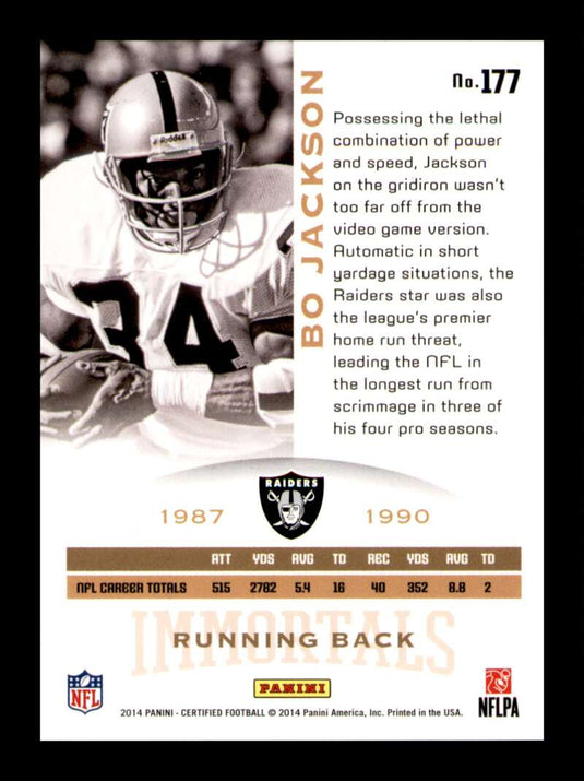 2014 Panini Certified Immortals Red Bo Jackson 