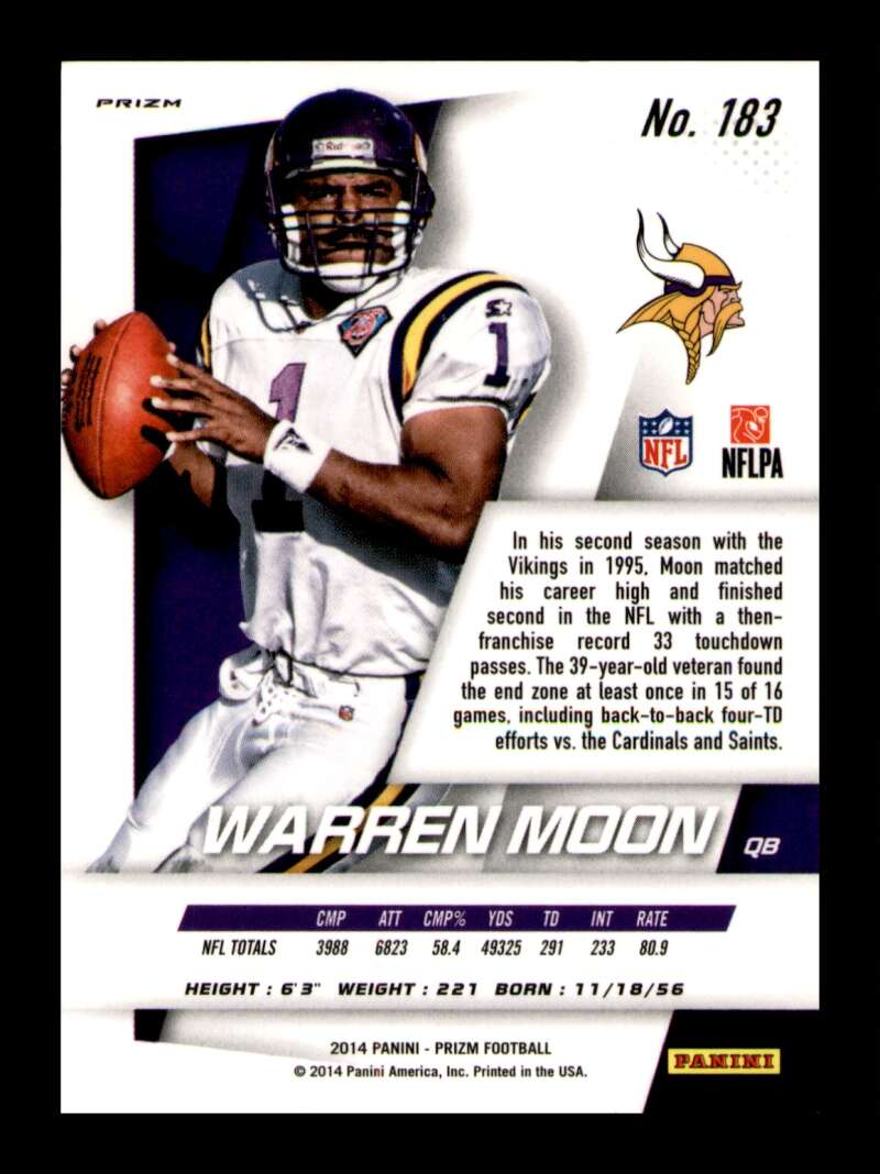 Load image into Gallery viewer, 2014 Panini Prizm Neon Green Yellow Prizm Warren Moon #183 Minnesota Vikings  Image 2
