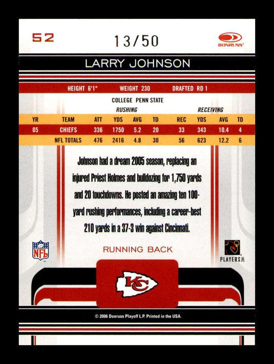 2006 Donruss Gridiron Gear Platinum Holofoil Larry Johnson 