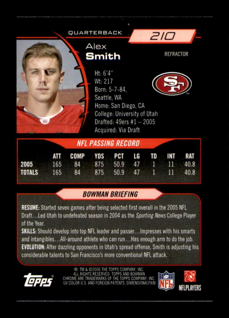 Load image into Gallery viewer, 2006 Bowman Chrome Refractor Alex Smith #210 San Francisco 49ers  Image 2
