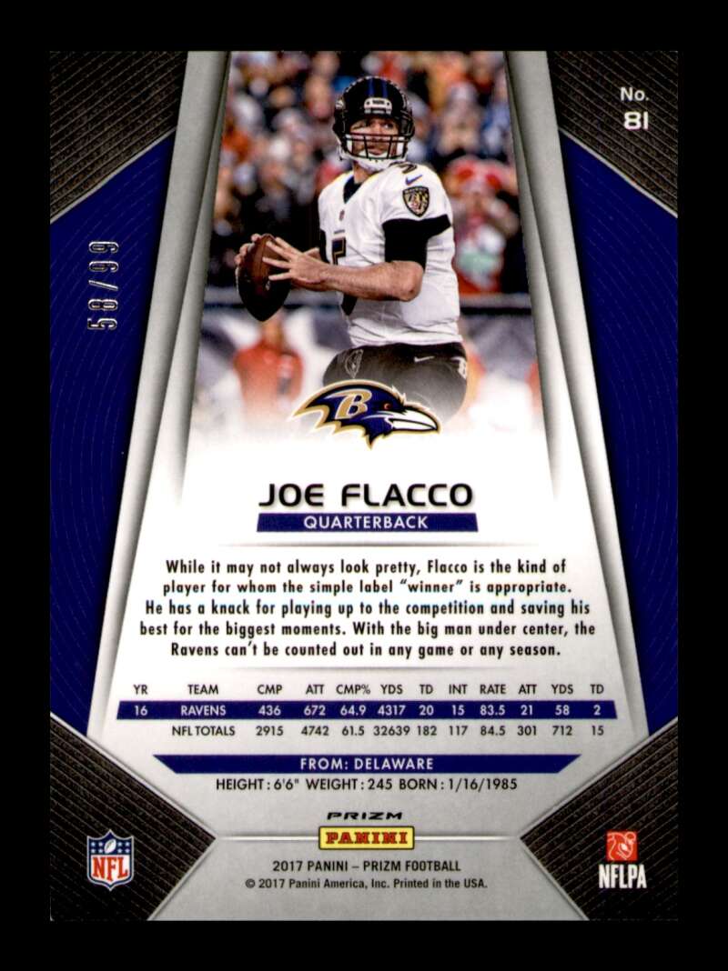 Load image into Gallery viewer, 2017 Panini Prizm Green Scope Prizm Joe Flacco #81 SP /99 Baltimore Ravens  Image 2
