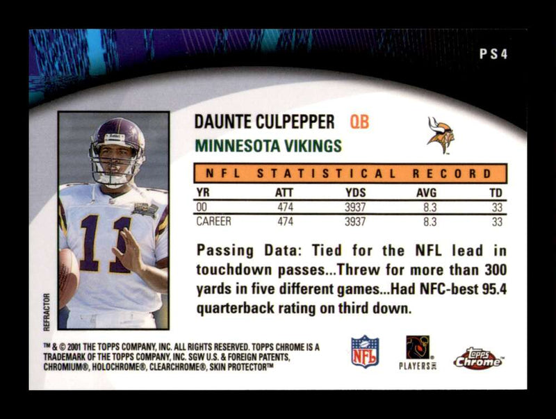 Load image into Gallery viewer, 2001 Topps Chrome Own the Game Refractor Daunte Culpepper #PS4 Minnesota Vikings  Image 2
