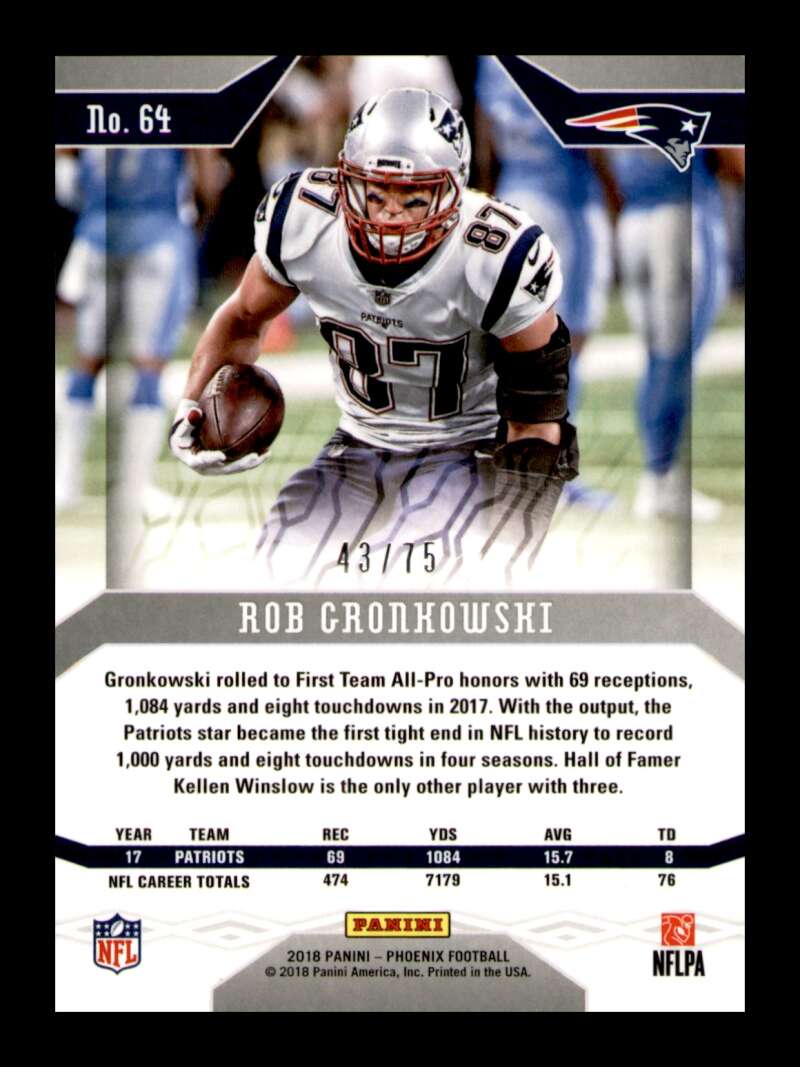 Load image into Gallery viewer, 2018 Panini Phoenix Yellow Rob Gronkowski #64 SP /75 New England Patriots  Image 2
