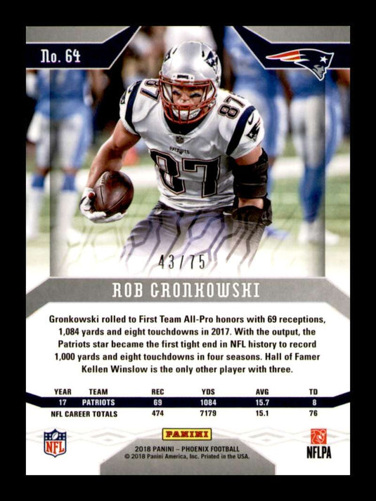 2018 Panini Phoenix Yellow Rob Gronkowski