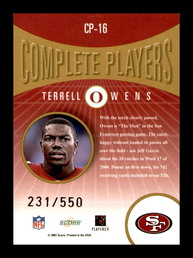 Load image into Gallery viewer, 2001 Score Select Complete Players Terrell Owens #CP-16 SP /550 San Francisco 49ers  Image 2
