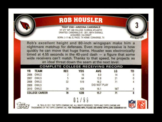 2011 Topps Chrome Sepia Refractor Rob Housler 