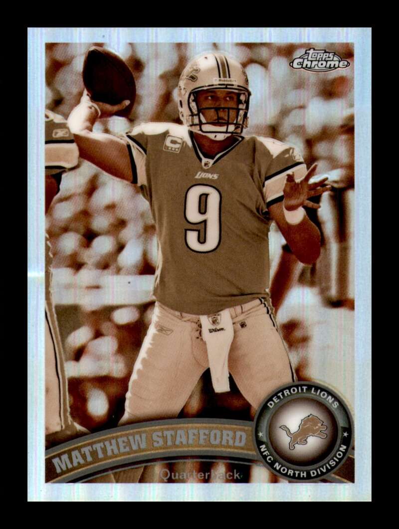 Load image into Gallery viewer, 2011 Topps Chrome Sepia Refractor Matthew Stafford #4 Detroit Lions Edge Indent Crease /99 Image 1
