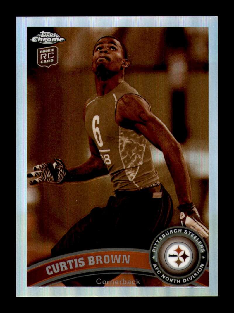 Load image into Gallery viewer, 2011 Topps Chrome Sepia Refractor Curtis Brown #46 Pittsburgh Steelers Rookie RC /99 Image 1
