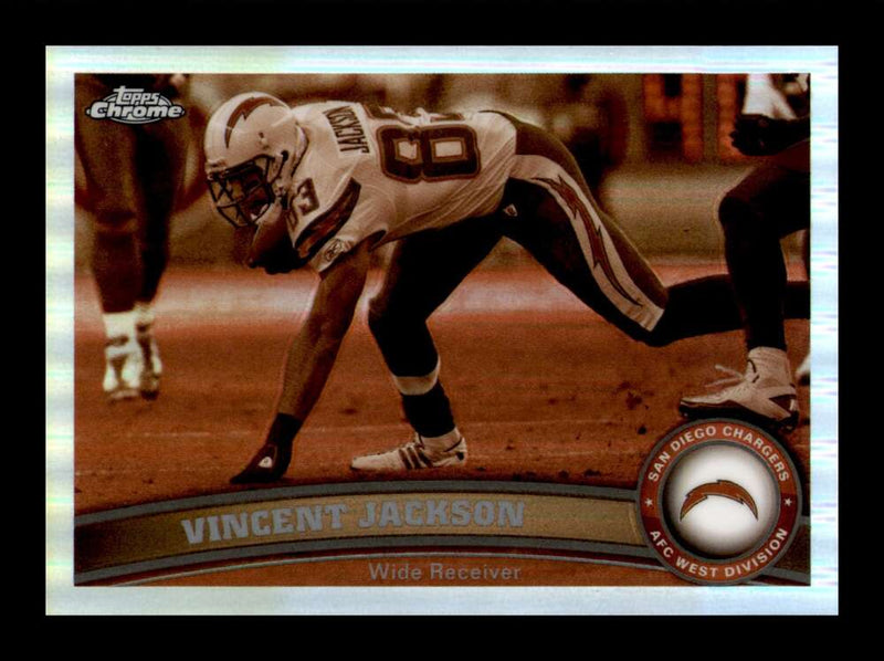 Load image into Gallery viewer, 2011 Topps Chrome Sepia Refractor Vincent Jackson #157 San Diego Chargers /99 Image 1
