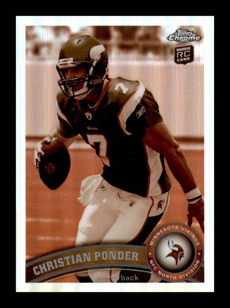 Load image into Gallery viewer, 2011 Topps Chrome Sepia Refractor Christian Ponder #165 Minnesota Vikings Rookie RC /99 Image 1
