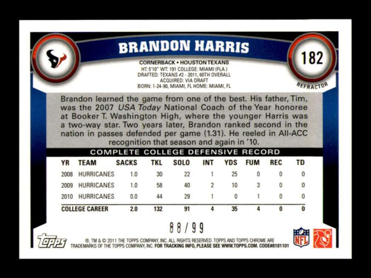 2011 Topps Chrome Sepia Refractor Brandon Harris