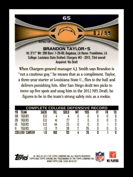 2012 Topps Chrome Sepia Refractor Brandon Taylor