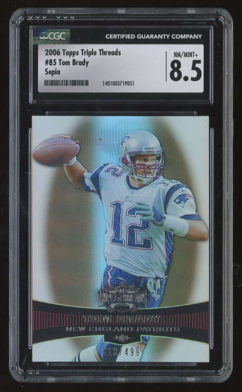 Load image into Gallery viewer, 2006 Topps Triple Threads Sepia Tom Brady #85 New England Patriots CSG 8.5 /499  Image 1
