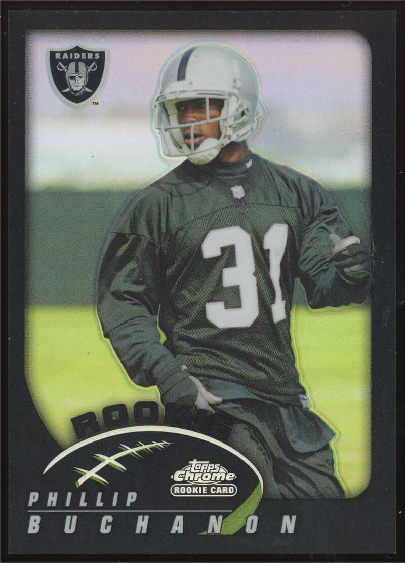 Load image into Gallery viewer, 2002 Topps Chrome Refractor Phillip Buchanon #227 Oakland Raiders Rookie RC /100  Image 1
